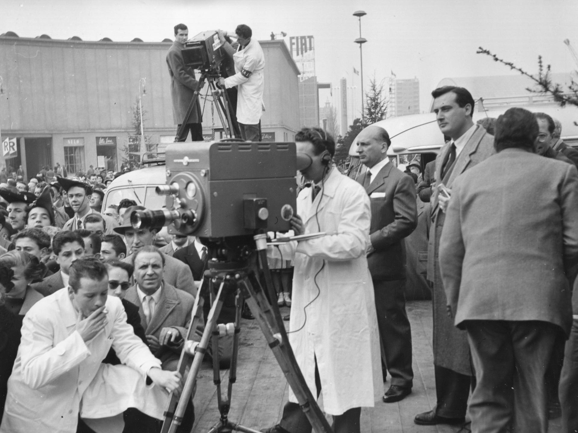 Television footage on the opening day of the 1952 Milan Trade Fair